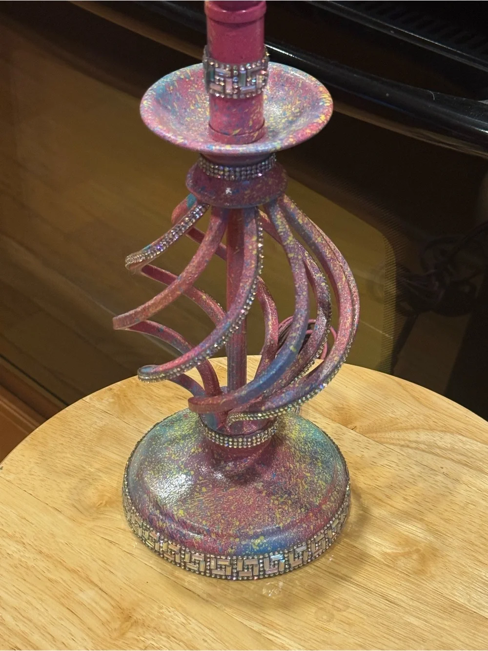 “Rainbow Splash” Swirl Decorative table lamp with rhinestone accents!